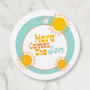 Étiquettes Cadeau Voici le baby shower rétro Son