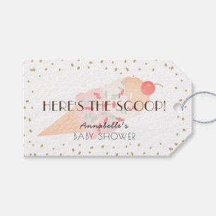 Étiquettes-cadeau Voici le Baby shower rose crème glacée Scoop