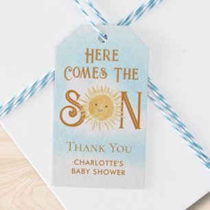 Étiquettes-cadeau Voici Le Baby shower Son Boho