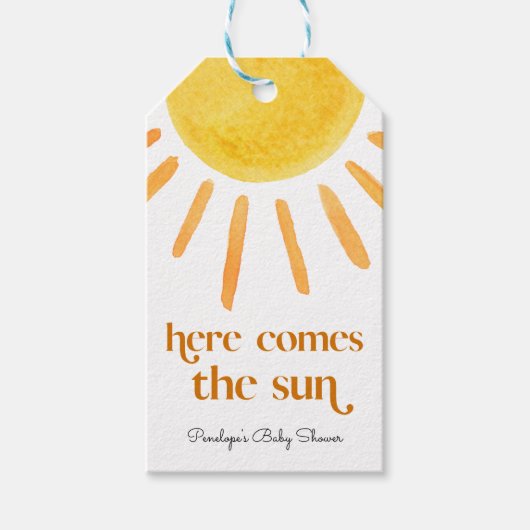 Étiquettes-cadeau Voici le Baby shower Sun Boy (Devant)