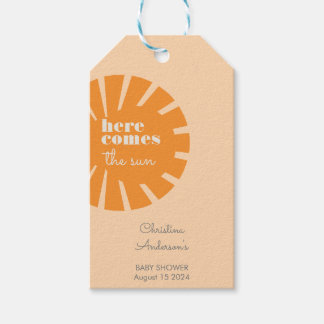 Étiquettes-cadeau Voici le Baby shower Sun Retro