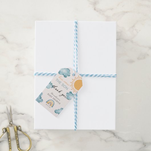Étiquettes-cadeau Voici Le Son Baby shower Sunshine (Avec de laficelle)