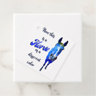 Étiquettes Cadeau Voici un cheval d'une couleur différente en bleu