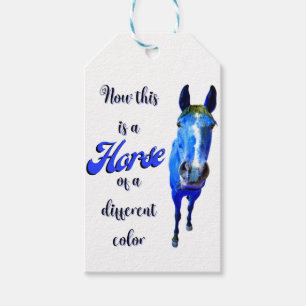Étiquettes-cadeau Voici un cheval d'une couleur différente en bleu