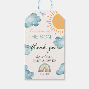 Étiquettes-cadeau Voici venir le fils Baby Shower Soleil