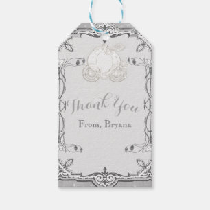 Étiquettes-cadeau Voiture Cendrillon Pailletée Argent Faveur de fête