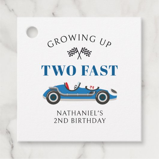 Étiquettes Cadeau Voiture de course 2e anniversaire Merci (Devant)