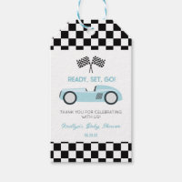 Voiture de course bleue Prêt Partez Bébé Shower