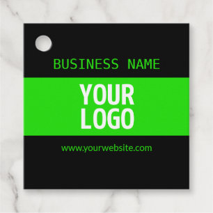 Étiquettes Cadeau Votre logo ou image Noir et vert brillant