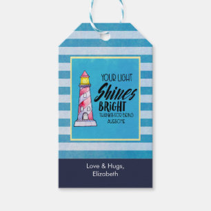 Étiquettes-cadeau Votre lumière brille le Merci phare lumineux