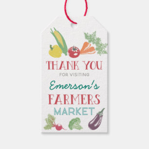 Étiquettes-cadeau Votre nom Farmers Market Anniversaire Merci Favor