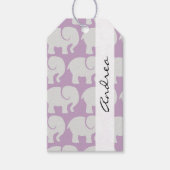 Étiquettes-cadeau Votre nom - troupe d'éléphants - pourpre gris (Devant)