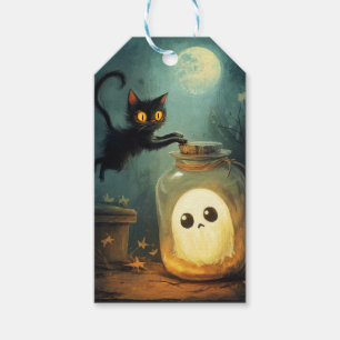 Étiquettes-cadeau Vous avez - Chat d'Halloween et fantôme