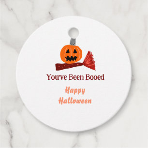 Étiquettes Cadeau Vous avez été Booed heureux Halloween broom rose s