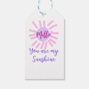 Étiquettes-cadeau vous êtes mon soleil violet rose pastel rayons de