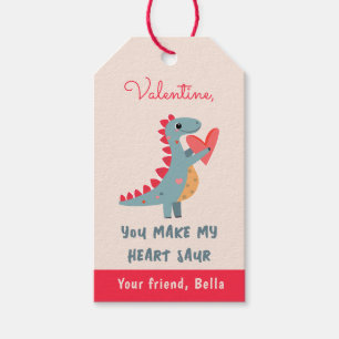Étiquettes-cadeau Vous faites mon coeur Saur Dinosaur Pun Valentine