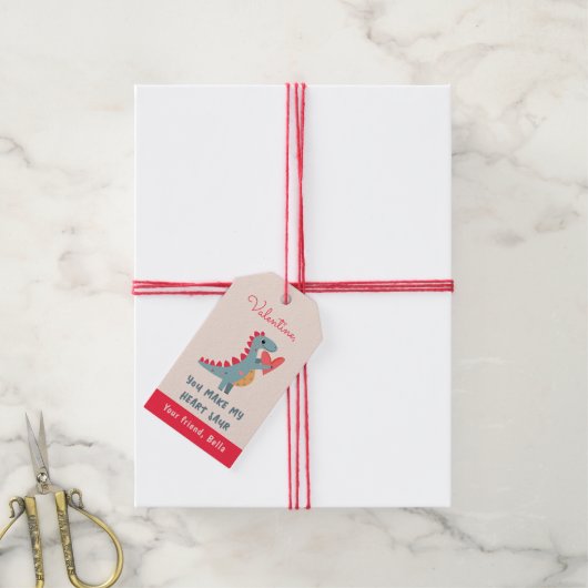 Étiquettes-cadeau Vous faites mon coeur Saur Dinosaur Pun Valentine (Avec de la ficelle)