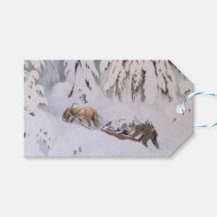 Étiquettes-cadeau Voyage de Noël à travers la neige (par Kittelsen)