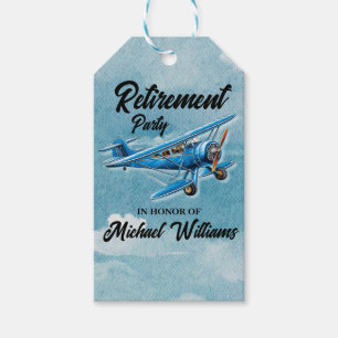 Étiquettes-cadeau Voyage de retraite Thème de l'avion de fête Vintag