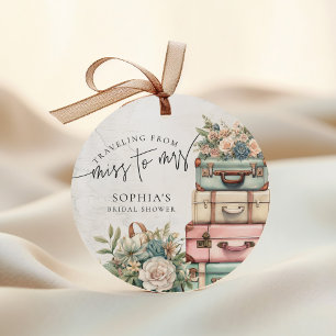 Étiquettes Cadeau Voyager Mlle à Mme Vintage Floral Fête des mariées