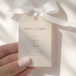 Étiquettes-cadeau Warm Sand Minimalist  Wedding Welcome