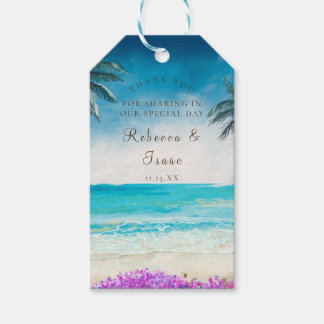 Étiquettes-cadeau Watercolor Beach Blue Ocean Mariage Tags
