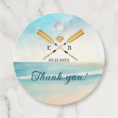 Étiquettes Cadeau Watercolor Beach Oars Mariage (Devant)