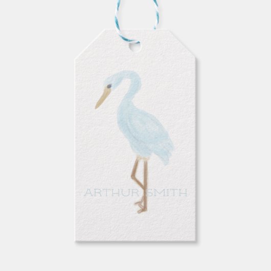 Étiquettes-cadeau Watercolor Blue Crane (Devant)