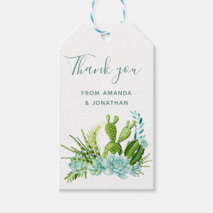 Étiquettes-cadeau Watercolor Desert Cactus Succulents Mariages Merci
