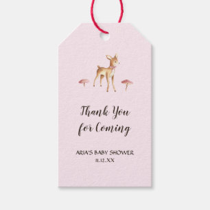 Étiquettes-cadeau Watercolor Girl Deer Champhrooms Baby shower Favor