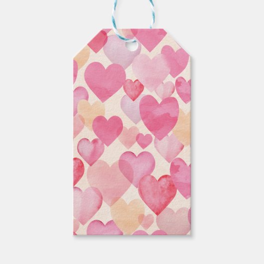 Étiquettes-cadeau Watercolor Hearts (Devant)