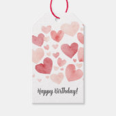 Étiquettes-cadeau Watercolor Hearts Birthday (Devant)