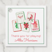 Étiquettes Cadeau Watercolor Mahjong Christmas Tiles Enclosure (Devant)