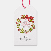 Étiquettes-cadeau Watercolor Mistletoe Wreath with Bow (Devant)