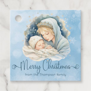 Étiquettes Cadeau Watercolor Nativité Scène Noël religieux
