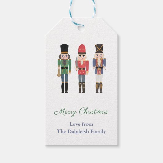 Étiquettes-cadeau Watercolor Nutcracker Ballet Soldats Fêtes (Devant)