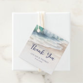 Étiquettes Cadeau Watercolor Ocean Wave Beach Merci de mariage (En situation)