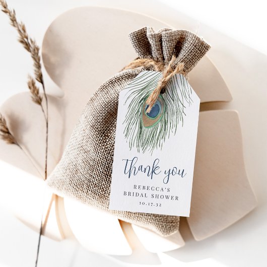 Étiquettes-cadeau Watercolor Peacock Feather Bridal Shower Favor