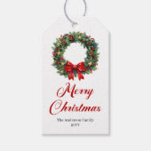 Étiquettes-cadeau Watercolor Pine Wreath Christmas Gift Label (Devant)