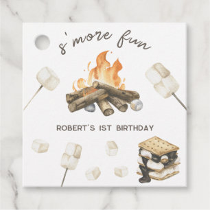 Étiquettes Cadeau Watercolor S'more Camping Fire 1er anniversaire