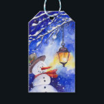 Étiquettes-cadeau Watercolor snowman Merry Christmas<br><div class="desc">Watercolor snowman Merry Christmas New year night winter lamp snow</div>