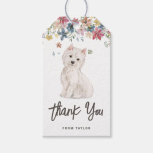 Étiquettes-cadeau Watercolor Westie Chien Merci de fête d'anniversai