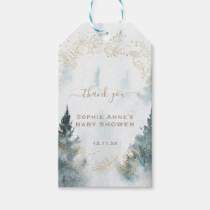 Étiquettes-cadeau Watercolor Winter Scenery Baby shower or