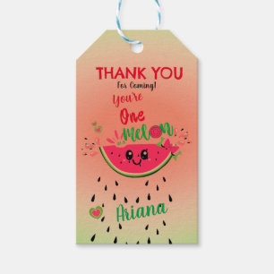 Étiquettes-cadeau Watermelon One dans un Melon Premier Merci d'anniv