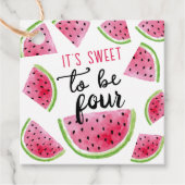 Étiquettes Cadeau Watermelon Sweet to Be Four Birthday Party (Devant)