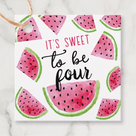 Étiquettes Cadeau Watermelon Sweet to Be Four Birthday Party (Devant)