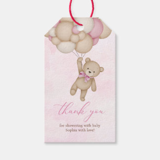 Étiquettes-cadeau We Can Bearly Wait Baby Shower Pink Thank You