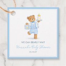 We Can Bearly Wait Cute Blue Boy Teddy Baby Shower