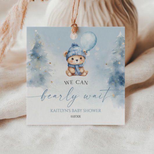 Étiquettes Cadeau We Can Bearly Wait Winter Teddy Bear Baby Shower