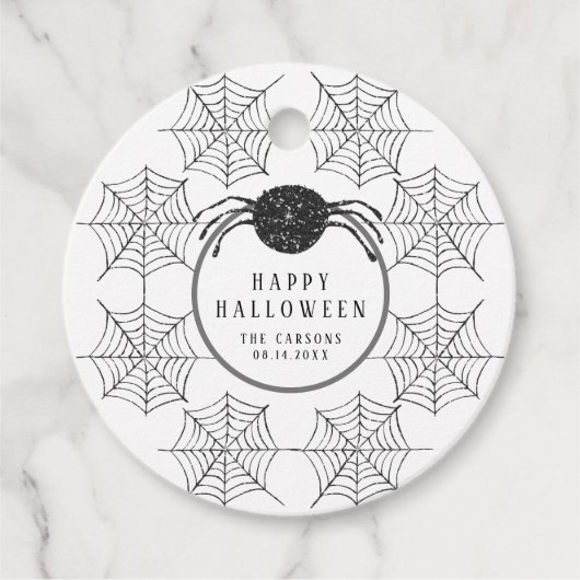 Étiquettes Cadeau Web Halloween moderne Black Spider moderne (Devant)